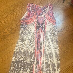 ONE WORLD Pink and Black Patterned Maxi Dress